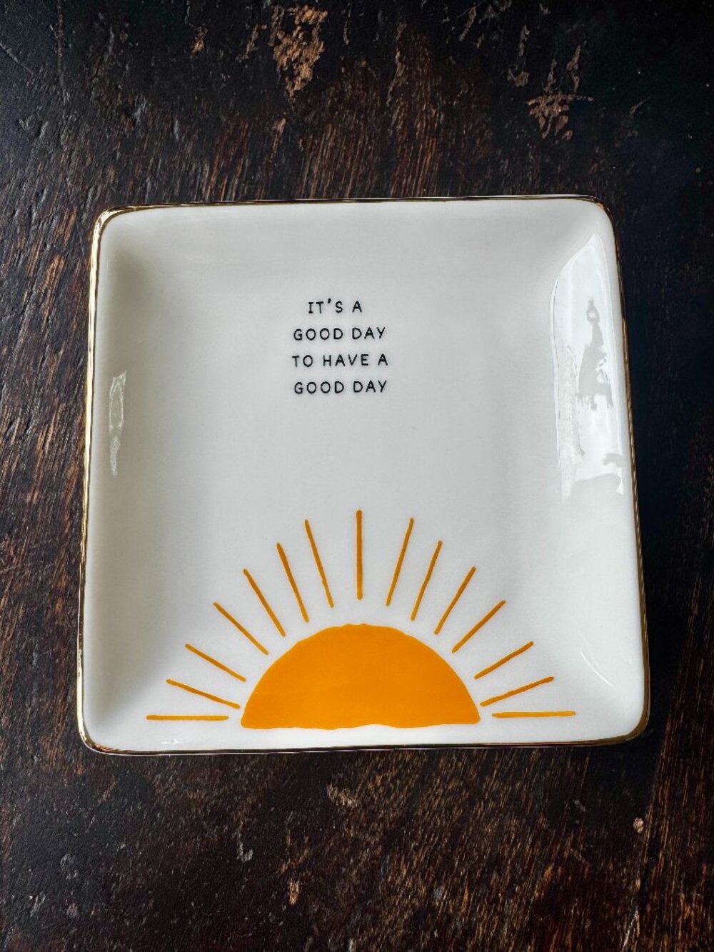 Properly Improper "It's a Good Day" Ceramic Sunshine Trinket Dish | Ring Holder